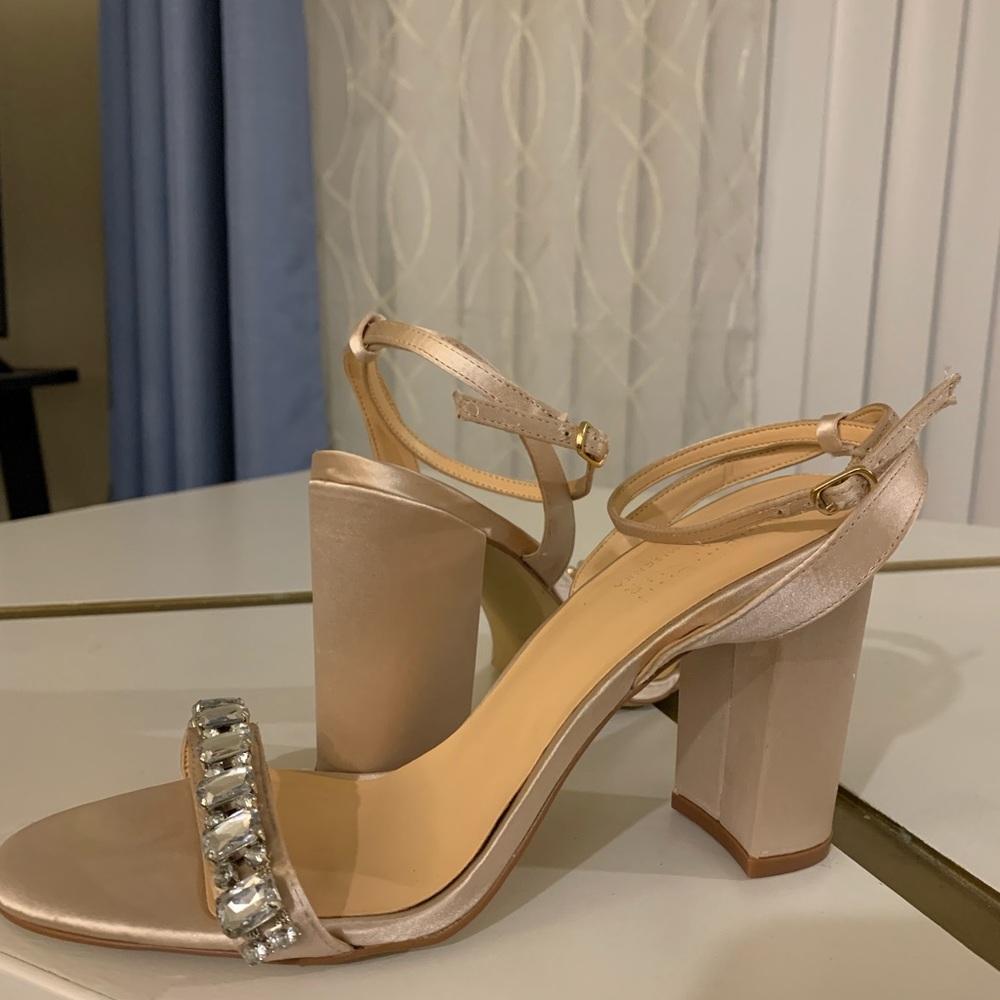 Badgley Mischka Satin Blush Block Heels